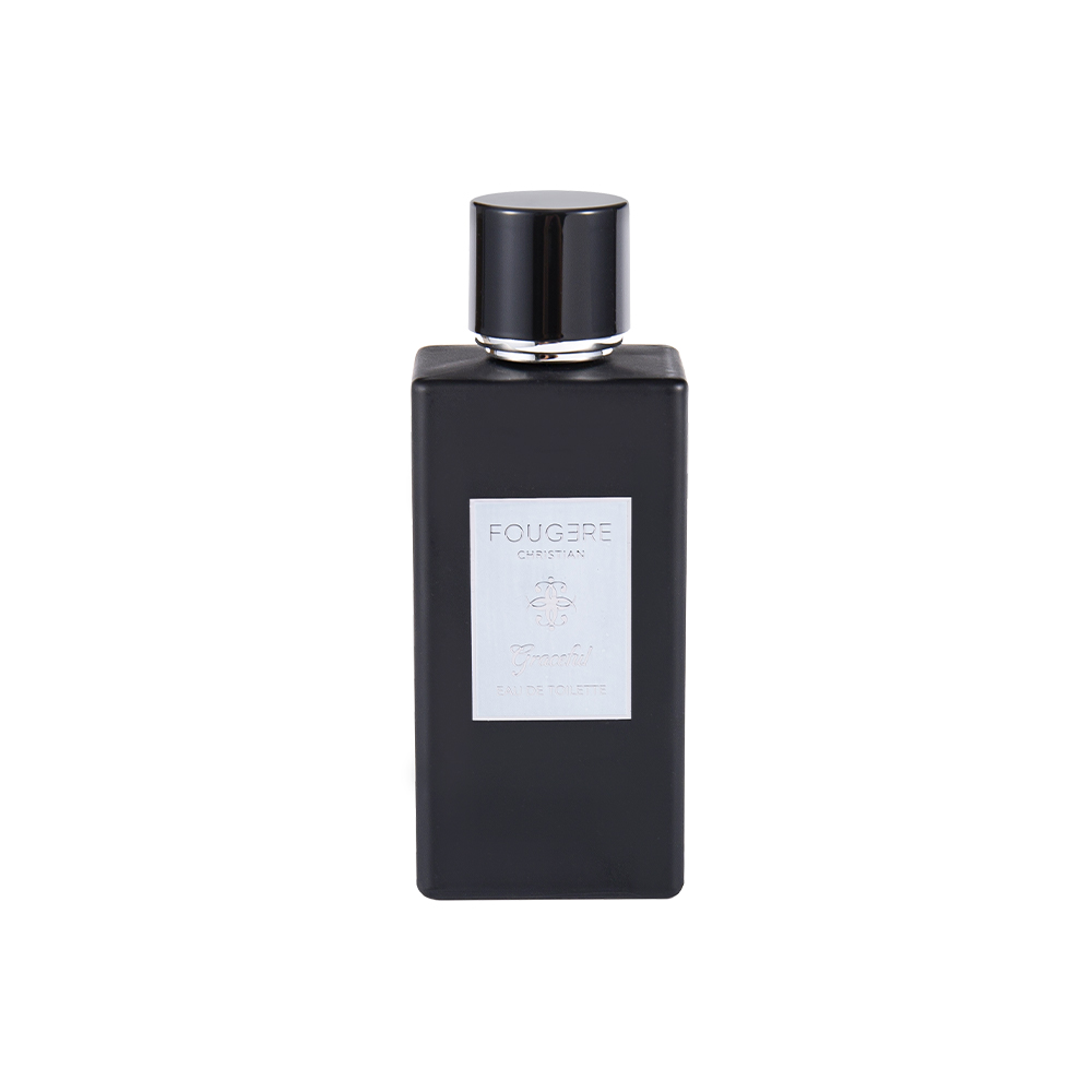 KY1481-WJ2360 Flacon de parfum din sticlă neagră mată de 100 ml cu capac negru lucios