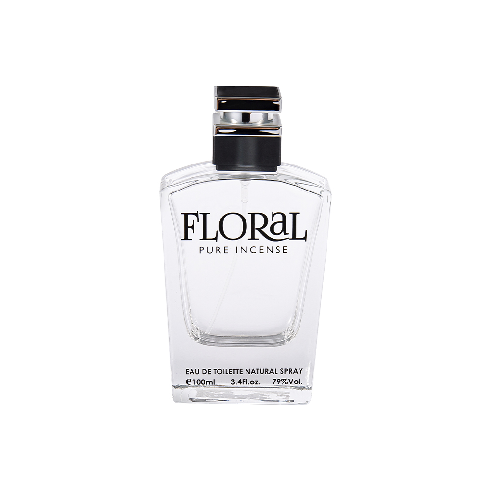 KY10-WJ2045 Flacon de parfum din sticlă transparentă de 50 ml cu capac negru imprimat și parte argintie UV