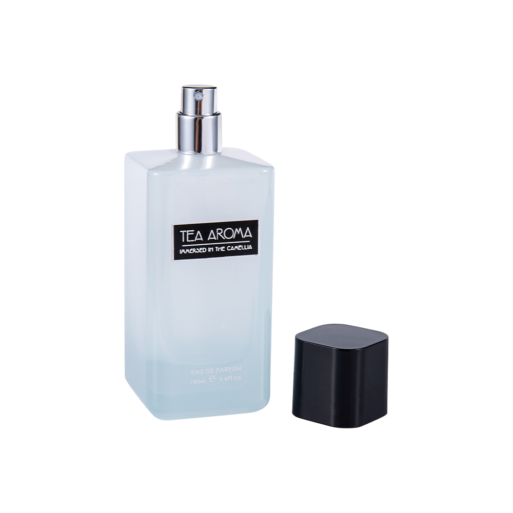 KY1427-WJ2376 Flacon de parfum din sticlă acoperită alb de 100 ml cu capac din PP negru lucios
