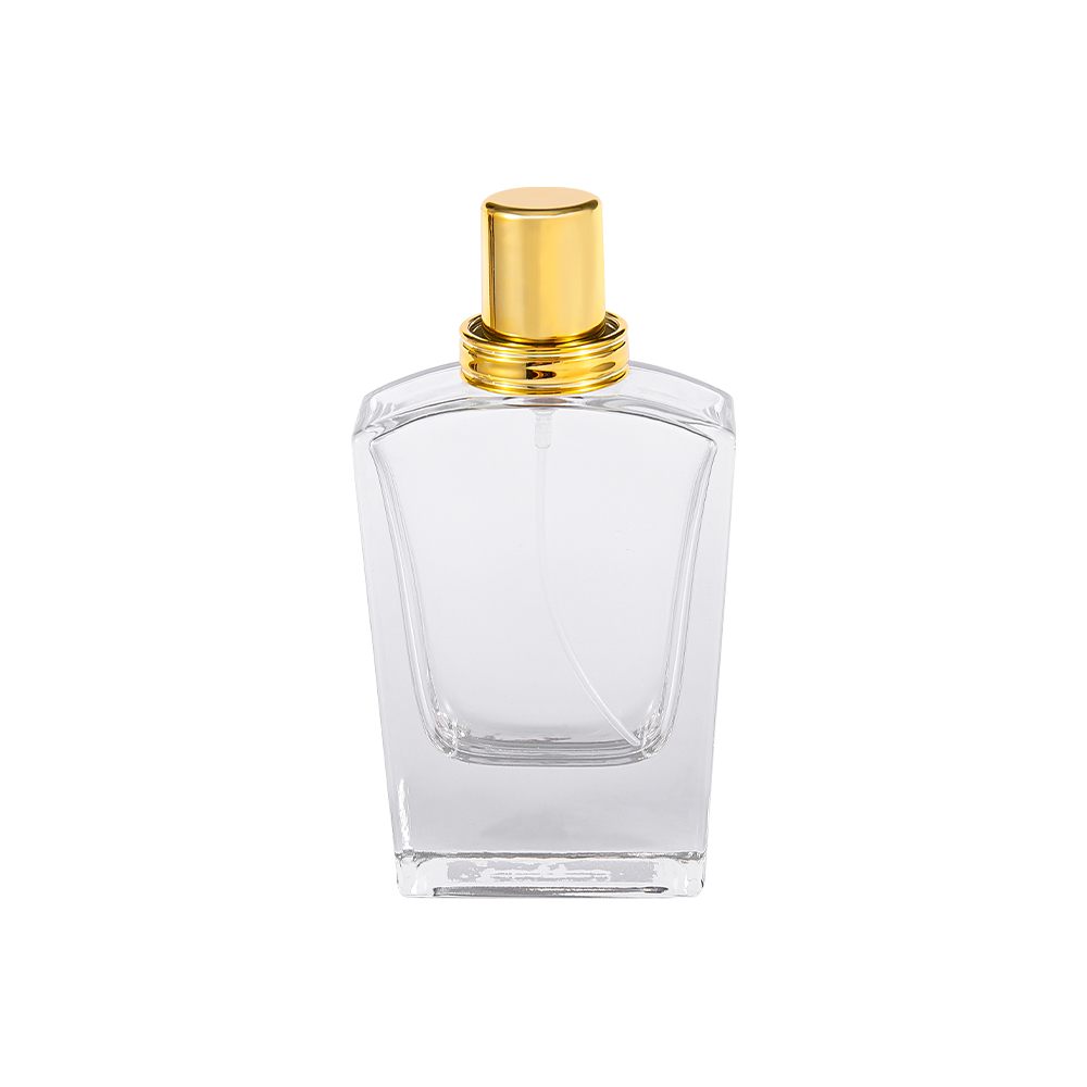 KY10-WJ436 Flacon de parfum din sticlă transparentă de 50 ml cu capac de aur strălucitor UV