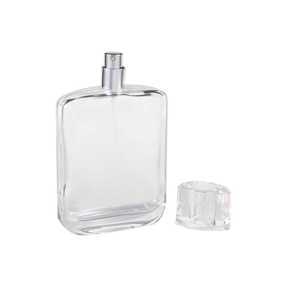 KY34-WJ315 Flacon de parfum din sticlă transparentă de 100 ml cu capac transparent din plastic SURLYN