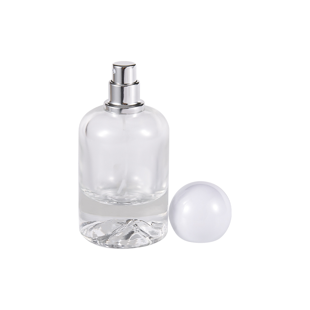 GC5300-WJ2538 50 sticle de parfum din sticlă Flint de 100 ml cu fund de munte și capac sferic din plastic