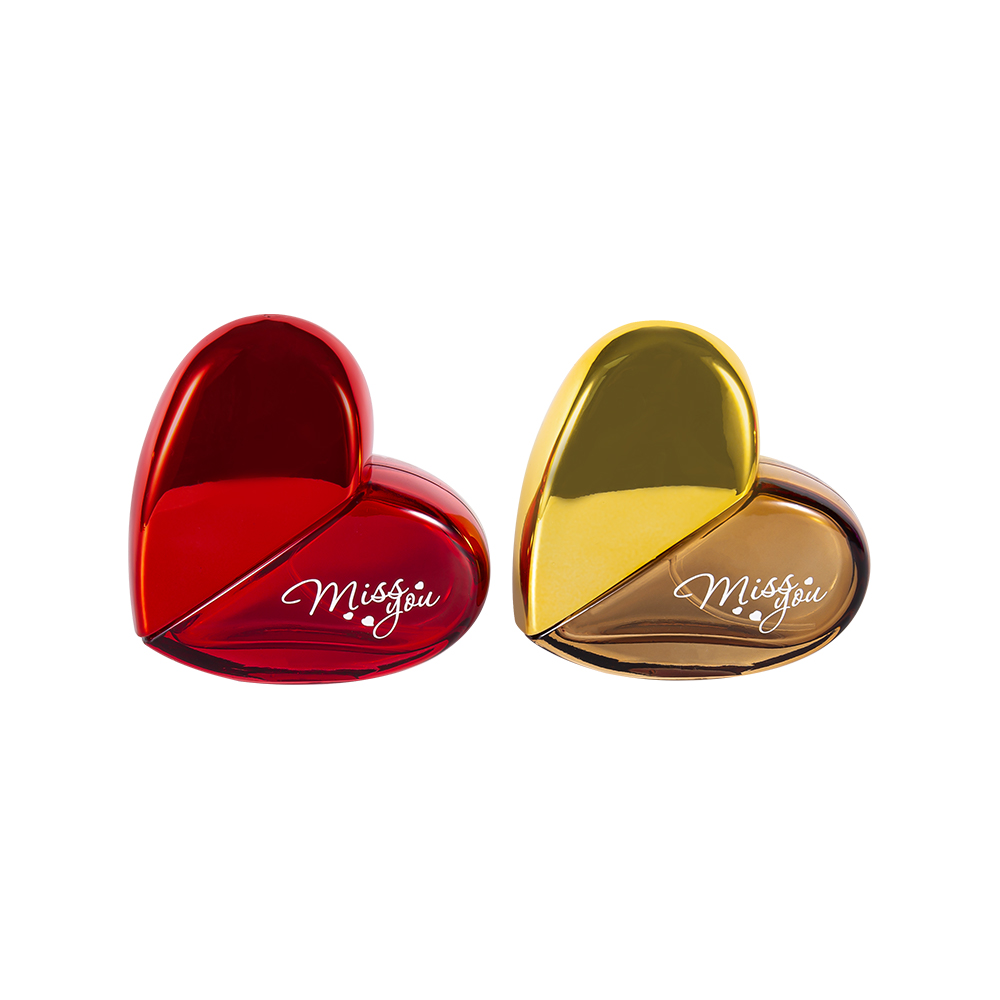 GC193-WJ501 Flacon de parfum din sticlă în formă de inimă de 50 ml cu capac din plastic PP UV