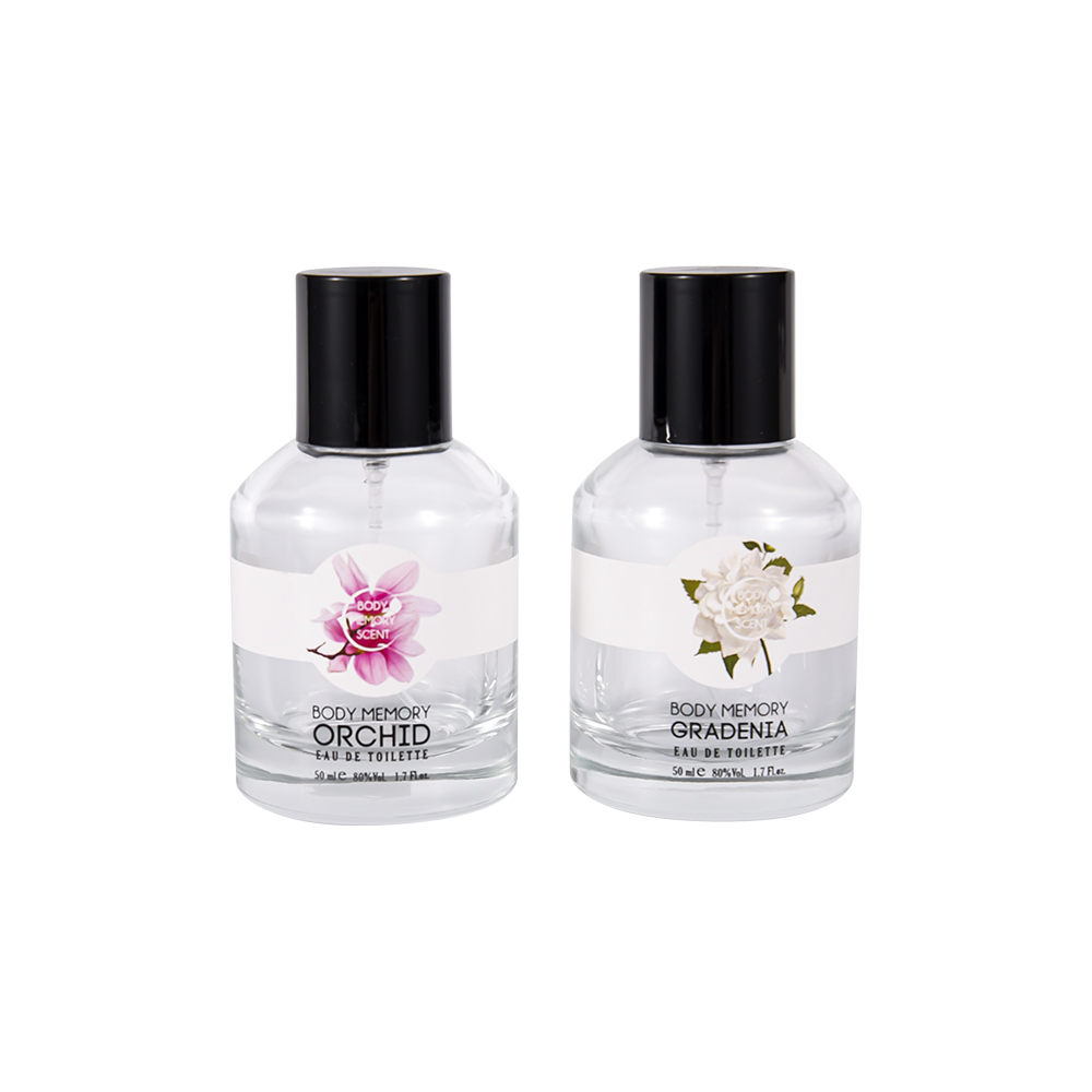 GC4815-WJ2531 Flacon de parfum din sticlă transparentă de 50 ml cu capac din plastic PP negru