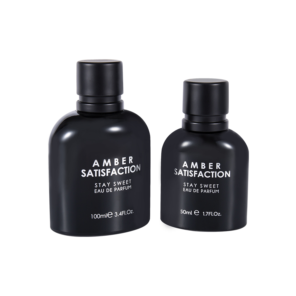 GC3849-WJ176 Flacon de parfum din sticlă imprimată negru strălucitor, acoperit cu culoarea de 50 ml, cu capac din plastic ABS PP