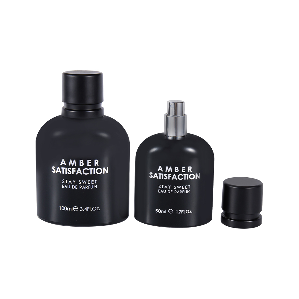 GC3849-WJ176 Flacon de parfum din sticlă imprimată negru strălucitor, acoperit cu culoarea de 50 ml, cu capac din plastic ABS PP