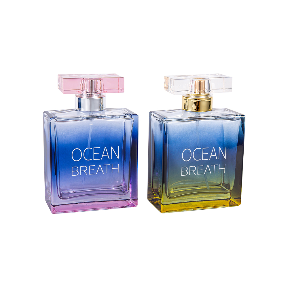 GC4375-WJ208 Flacon de parfum din sticlă acoperită în două tonuri de 100 ml cu capac acoperit cu UV Surlyn