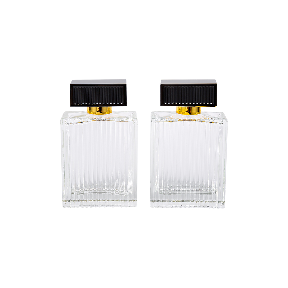 KY1112-WJ2092 Flacon de parfum din sticlă cu dungi verticale de 100 ml cu dungi din plastic Abs.