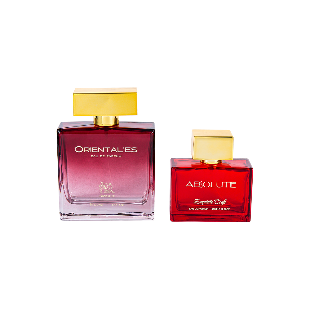 GC4461-WJ2372 Flacon de parfum din sticlă acoperită cu gradient de 100 ml cu capac de parfum din plastic auriu UV