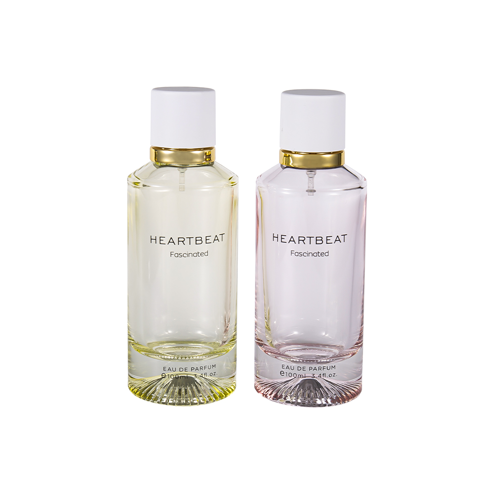 GC4406-WJ2326 Flacon de parfum cu fund cu model de 100 ml cu capac alb de parfum și inel mare din aluminiu