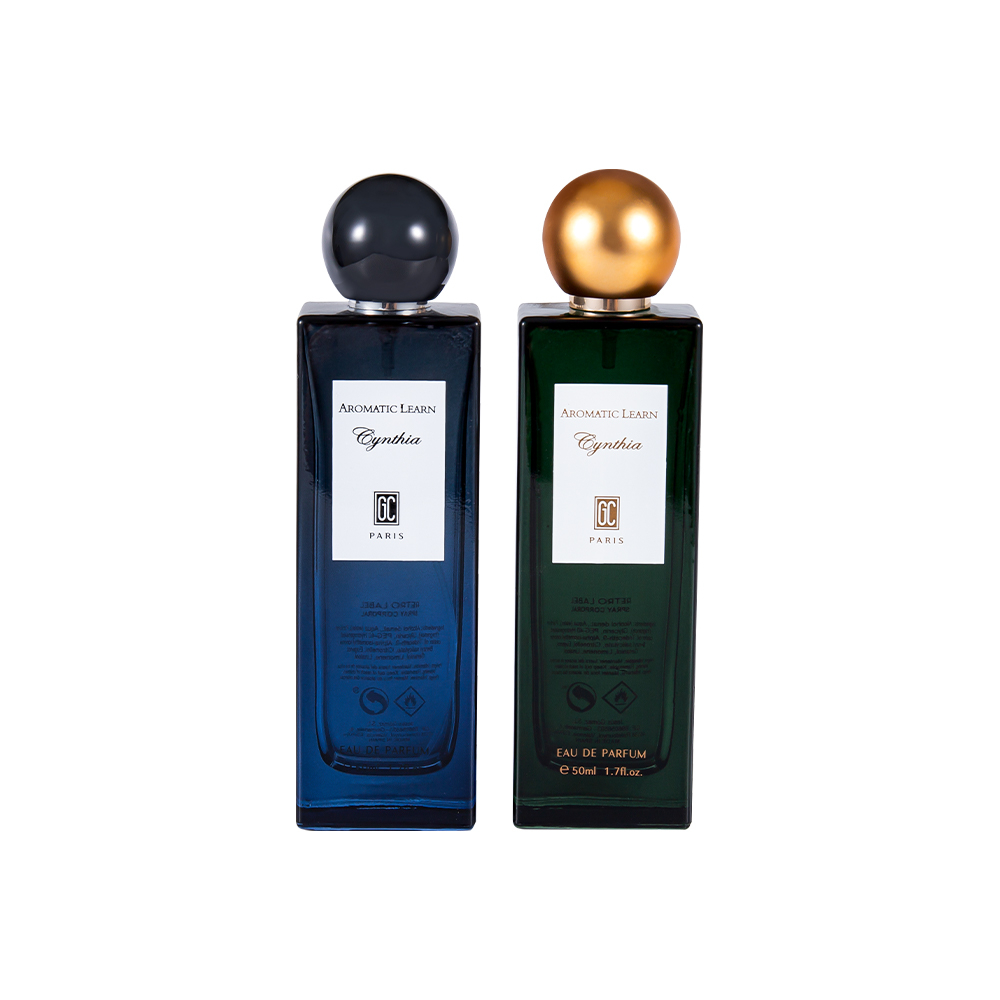 GC4015-WJ2402 Set de sticle de parfum dreptunghiulare, subțire, plată, de 50 ml, cu capac sferic de parfum