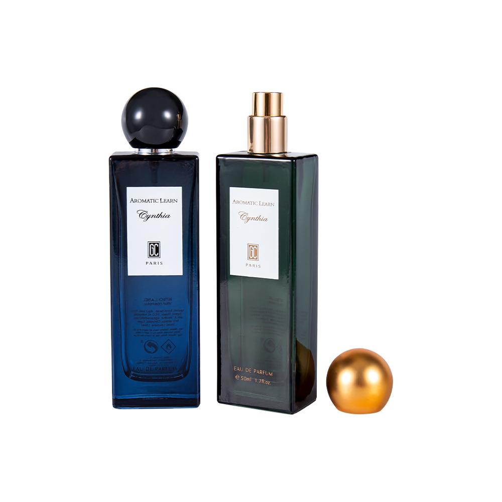 GC4015-WJ2402 Set de sticle de parfum dreptunghiulare, subțire, plată, de 50 ml, cu capac sferic de parfum