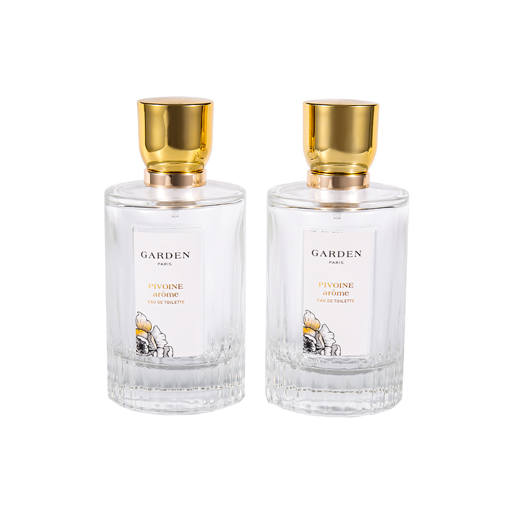 KY1595-WJ2430 Flacon elegant de parfum din sticlă de 100 ml cu capac de parfum luxos UV Aur