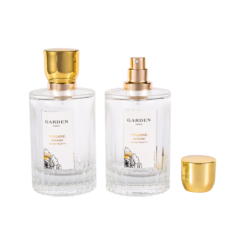KY1595-WJ2430 Flacon elegant de parfum din sticlă de 100 ml cu capac de parfum luxos UV Aur