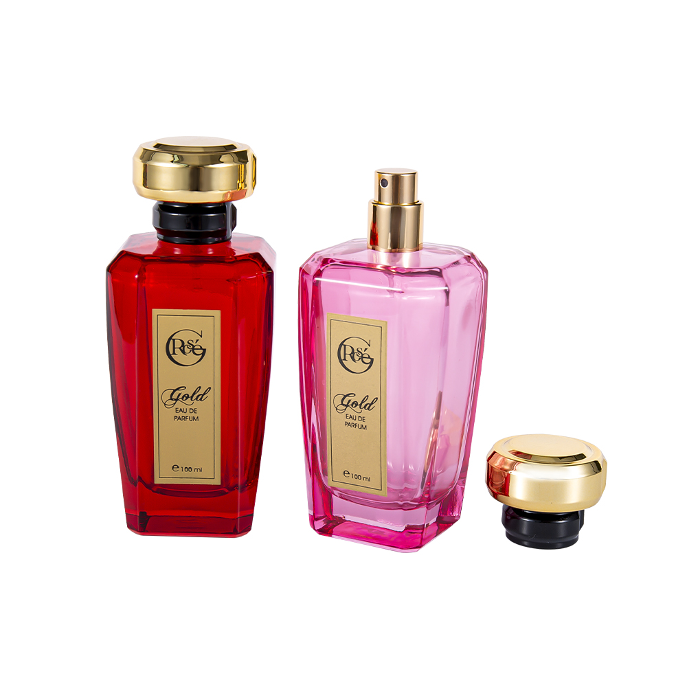 KY1602-WJ2432 100ML roșu roz flacon de sticlă de parfum cu capac de parfum în formă personalizată